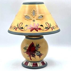 Lenox Winter Greetings Everyday Cardinal Holly 2 Piece Candle Votive Holder NOS